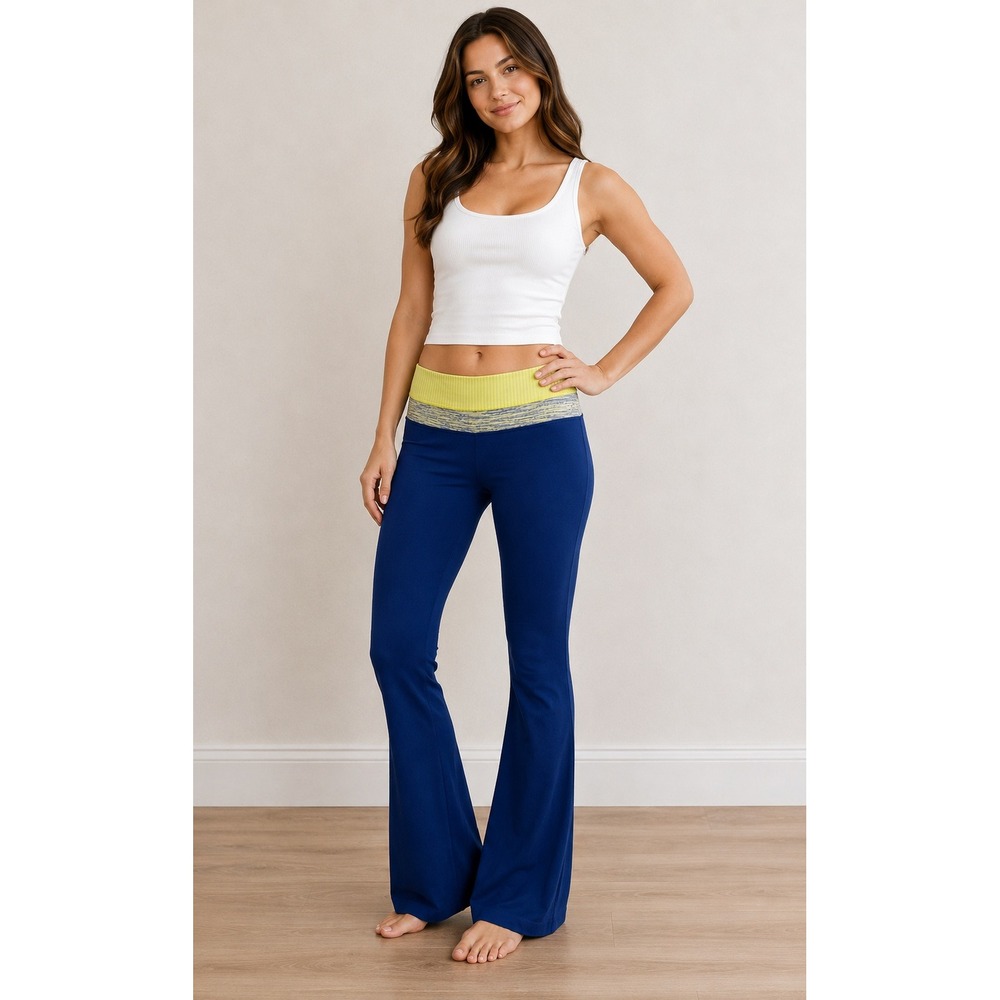 Lululemon Groove Pant Reversible Limitless Blue Clarity Yellow Stripe Size‎ 8
